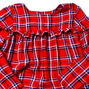 Girls Red/Blue/White Plaid Blouse